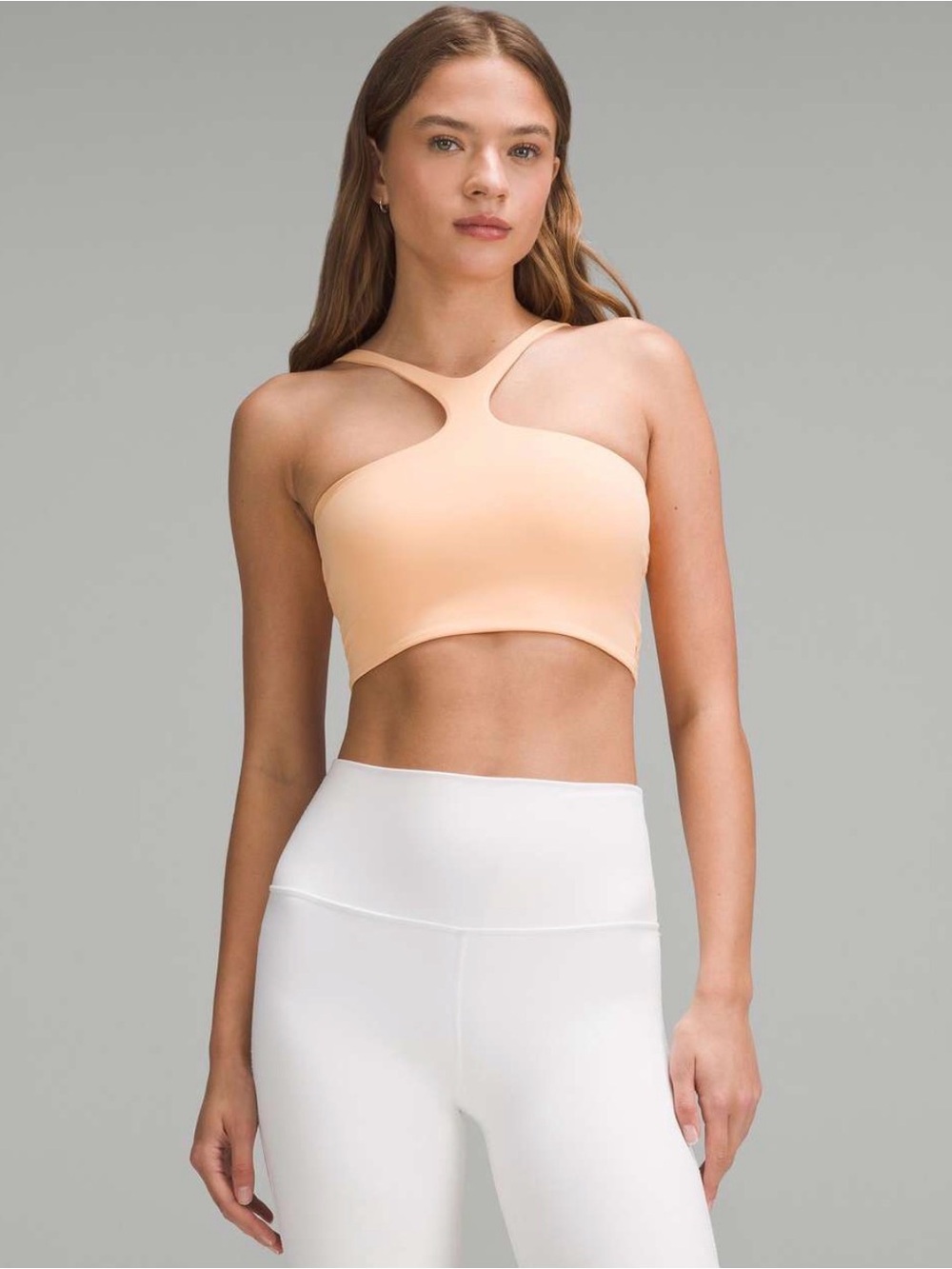 NWT lululemon Bend This V and Racer Bra Peach Bellini S/M